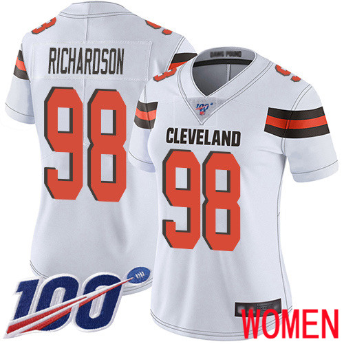 Cleveland Browns Sheldon Richardson Women White Limited Jersey #98 NFL Football Road 100th Season Vapor Untouchable->women nfl jersey->Women Jersey